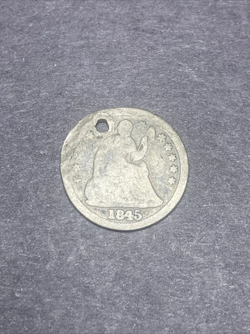 1845 Philadelphia Seated Liberty Half Dime, Good Details, Holed, Make An Offer Cover