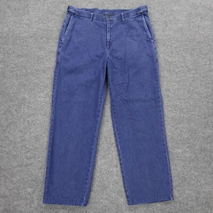 Haggar Jeans Mens 40 Chino Blue Denim Elastic Waist Casual Dress Pants 40x32 - Picture 1 of 20