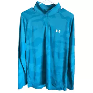 Under armour loose SZ Large 1/4 zip front long sleeve top athletic turquoise (AB - Picture 1 of 4