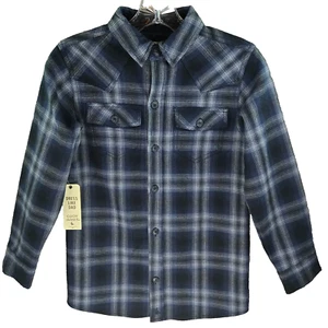Cody James Plaid Jacket Boys Small Navy Velour Lined Dress Like Dad Button Up - Picture 1 of 23