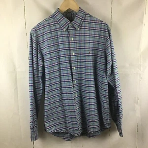Ralph Lauren Men’s Blue Plaid Button Down Long Sleeve Embroidered Pony Shirt L - Picture 1 of 12