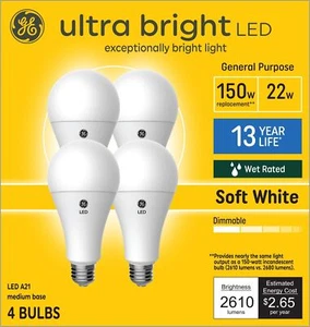 GE Ultra Bright 150-Watt EQ A21 Soft White Medium Base (E-26) Dimmable LED Light - Picture 1 of 3