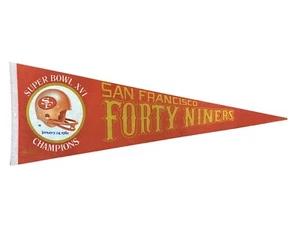 Banderín Oficial NFL SAN FRANCISCO CUARENTA NINERS 1982 Super Bowl XVI Campeones 🏈 - Imagen 1 de 4