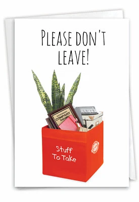 Don't Leave: Divertida tarjeta de papel de jubilación con sobre Foto 1 de 4