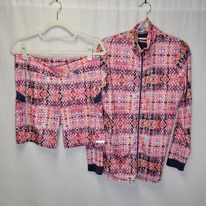 Cuddl Duds Women's Large Softech Core Set Shorts Shirt Top Jacket Pink Blue - Picture 1 of 11