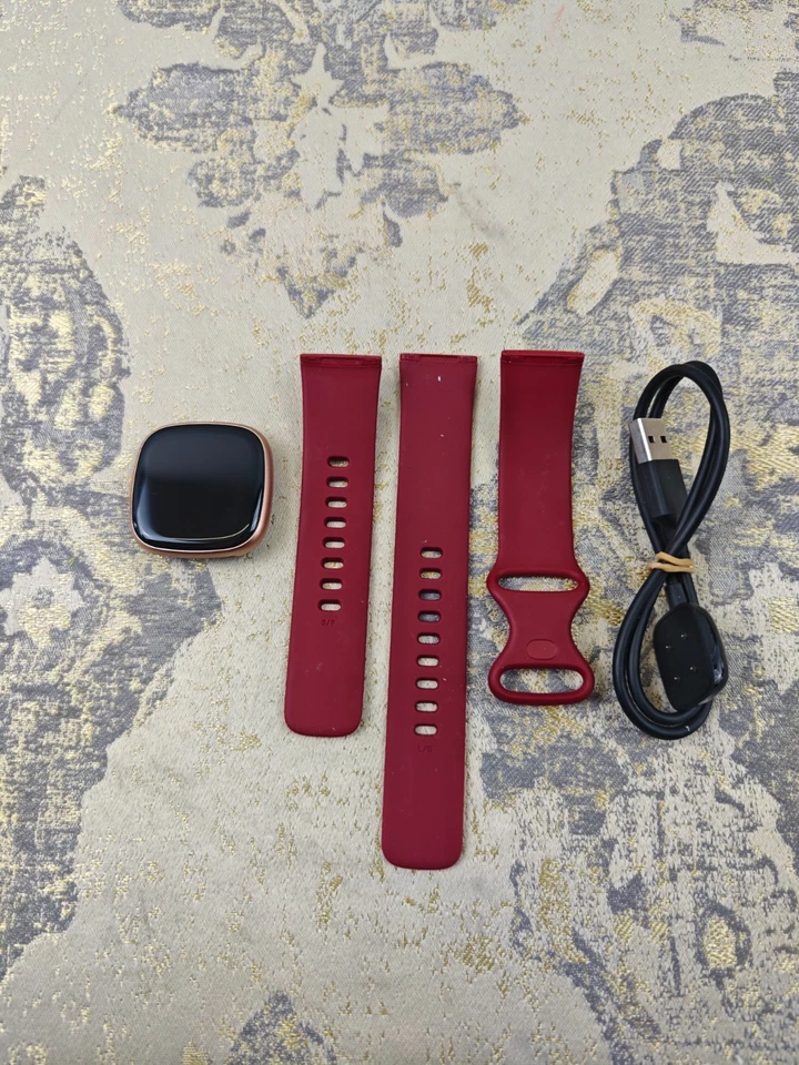 Google Fitbit Versa 4 Fitness Smartwatch, built-in GPS, Beet/Copper Rose. - Image 1 of 4