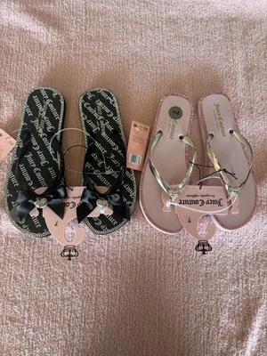 Lote 2 Chanclas JUICY COUTURE Bling Arcos Nuevas con Etiquetas 7 Negro Rosa  Foto 1 de 4
