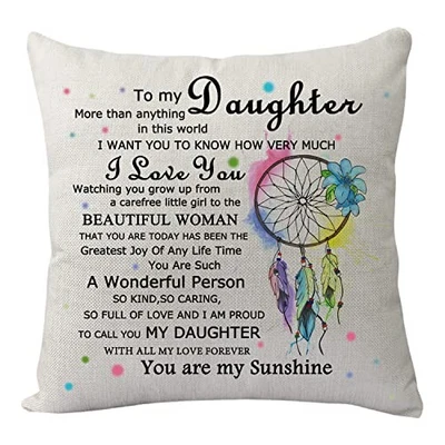 Divertido regalo de hija, a mi hija funda de almohada regalo de mamá papá padres  Foto 1 de 2