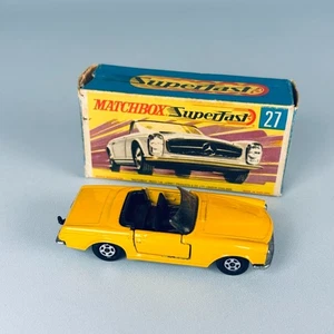 MATCHBOX SUPERFAST No 27 MERCEDES 230SL IN YELLOW WITH BLACK SEATS - Picture 1 of 11
