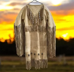 Handmade Native Leather Fringe Dress | Tribal Powwow Regalia Costume - Picture 1 of 3