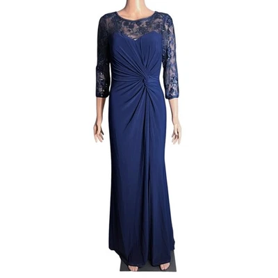 Alex Evenings Sequined Faux Wrap Maxi Gown 8 Formal Cocktail New Years Prom Ball - Image 1 of 4