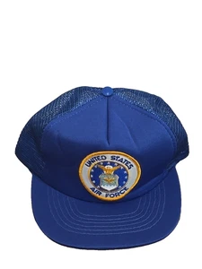 De colección Años 90 Fuerza Aérea USAF Sombrero Snapback Azul Trucker Gorra Malla Diseñador Premio EE. UU. - Imagen 1 de 16