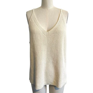 Nuevo con etiquetas Camiseta sin mangas Suéter Banana Republic Supima Algodón y Cáñamo Crema XL - Imagen 1 de 9