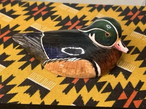 Vintage Norman Deerfield Beautiful Ceramic Duck Hand Painted Signed Wood Duck - Picture 1 of 8