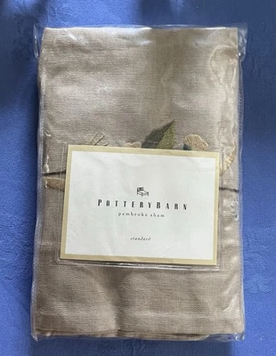 Almohada falsa Pottery Barn Pembroke bordada floral topo estándar 25 x 30" nueva con etiquetas Foto 1 de 4