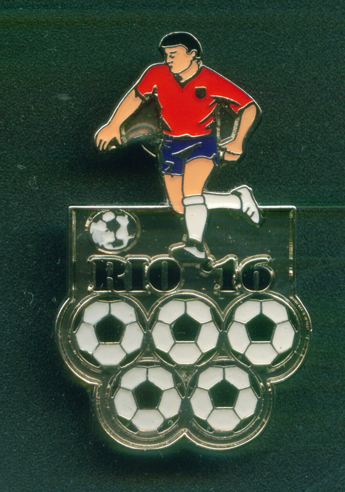 RIO 2016. JUEGOS OLÍMPICOS. PIN OLÍMPICO. FÚTBOL/JUGADOR DE FUTBOL. CAMISETA ROJA Foto 1 de 1