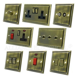 Full Range Georgian Antique Brass Dark Bronze Light Switch Socket Outlet Dimmer - Picture 1 of 42