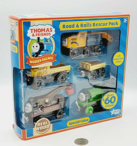 Thomas Friends Wooden Railway Train Tank Engine - Road & Rails Rescue Pack - NEW Cover