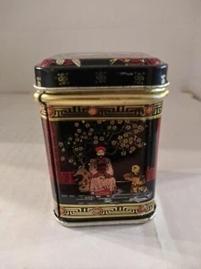 Chinoiserie Asian Stork Geisha Themed Storage Canister Nesting Tin - Bild 1 von 6