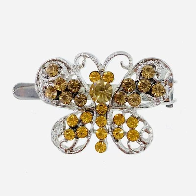 USA Small Butterfly Magnet Hair Clip Hairpin  Rhinestone Crystal Barrette Brown - Image 1 of 4