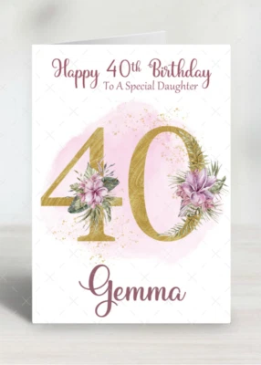 FRORGETMEKNOT CARDS Personalised 40th Birthday Card Female Ladies Daughter Wife Friend Sister Niece