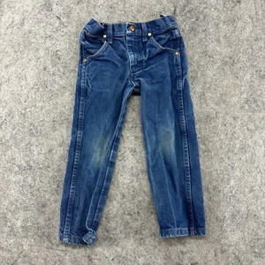 Wrangler  13MWZ Jeans Boys 4 Slim Blue Dark Wash Straight Leg Cowboy - Picture 1 of 8