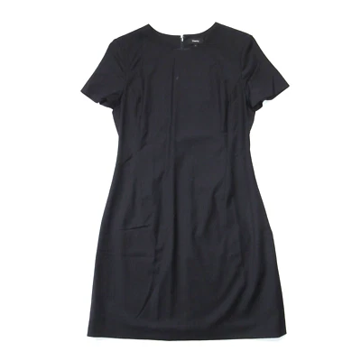NWT Theory Jatinn in Deep Navy Continous Stretch Wool Short Sleeve Dress 6 - Image 1 of 3