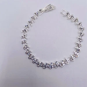 Swarovski Kristall silberfarbenes Gliederarmband 6,5 hergestellt mit Neu - Bild 1 von 5