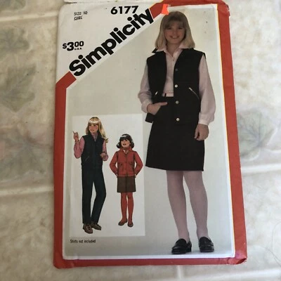 Simplicity 6177 Vintage uncut pattern Sz 10 -Girls' Pants, skirt & jacket/vest - Image 1 of 3