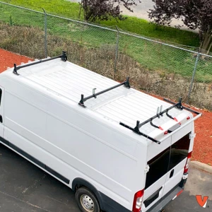 H1 3 Bar Aluminum Ladder Roof Rack w/Roller Fits:RAM ProMaster High Roof 2014-On - Picture 1 of 12