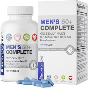 Bronson ONE Men's 50+ Complete Once-Daily Multivitamin - 180 Tablets - Picture 1 of 8