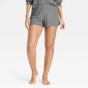 Auden Cozy Ribbed Shorts Womens Small Elastic Waist Stretch Dark Gray - Picture 1 of 11