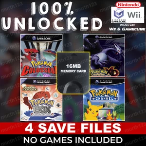 Unlocked Pokemon Colosseum & XD Gale of Darkness GameCube Memory Card 100% Saves - Picture 1 of 4