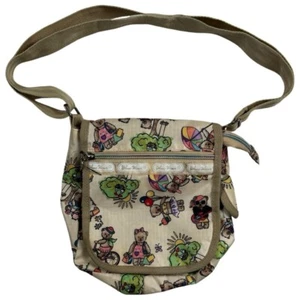 ProSports Rare Teddy Bear Cross Body Bag Blue Wave Adjustable Strap Cream Green - Picture 1 of 9