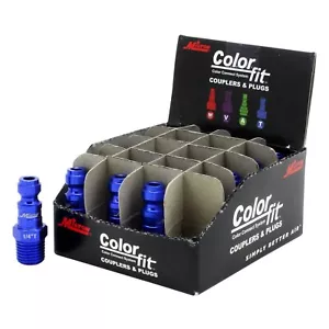 Enchufes estilo T Milton® COLORFIT®, 1/4" MNPT, azul (Caja de 20) - Imagen 1 de 4