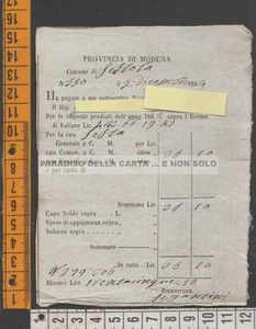 RICEVUTA PAGAMENTO IMPOSTE PREDIALI DEL 02.12.1864, COMUNE DI SESTOLA [150] - Imagen 1 de 1