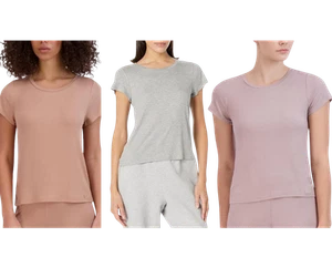 Steve Madden Women's Ribbed Short-Sleeve Sleep Tee Bundle of 2 - Picture 1 of 4