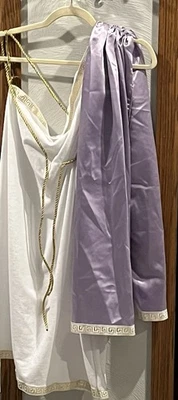 Fantasia de deusa grega faixa anexada lavanda branca - um ombro - cinto de corda grande - Imagem 1 de 4