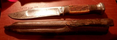Cuchillo de caza vintage de hoja fija de mármol Gladstone, MI Foto 1 de 4