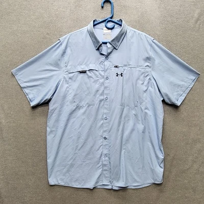 Under Armour Men Button Up Shirt 2XL Light Blue Heatgear Fishing Shirt Outdoor - Image 1 of 4
