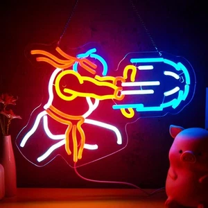 Street Fight Neon Sign Arcade Game for Wall Yellow + Red + Blue - Picture 1 of 6