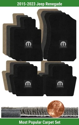 Juego de alfombrillas Ultimat personalizadas para Jeep Renegade 2015-2023 con logotipo (4 piezas) #TS4 Foto 1 de 4