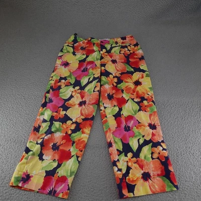 Pantalones Evan Picone para mujer 10 pantalones de primavera de algodón elástico floral multicolor Foto 1 de 4
