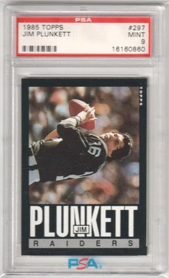 JIM PLUNKETT 1985 Topps #297 PSA 9 MINT - RAIDERS - Image 1 of 2