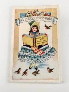 1922 Christmas Postcard Santa's Good and Bad Children Book Postmarked  - Picture 1 of 2