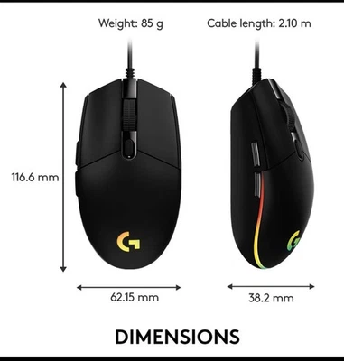 Logitech G102 LIGHTSYNC RGB Gaming Mouse — 8000 DPI — Customizable — Wired New - Image 1 of 2