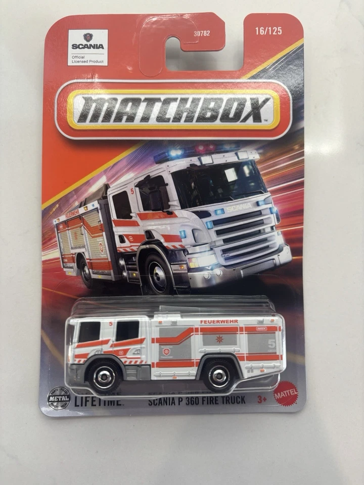 Camión de bomberos Matchbox Scania P 360 2025 escala 1/64 vehículo de juguete Mattel NUEVO Foto 1 de 1