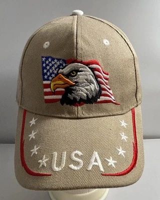 Лысый орел США американский флаг с General звезды холст желтовато-коричневый шляпа крышка крюк петля - Изображение 1 из 4