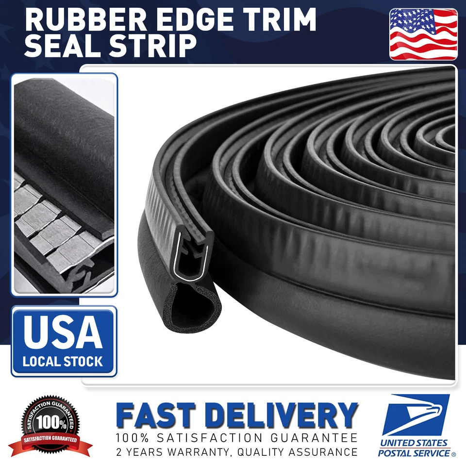 Tira de sellado de goma en forma de U de 8M/26FT para puerta de automóvil sellador antideslizante negro Foto 1 de 4