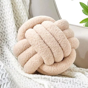 Knot Pillow Ball, Soft Home Decorative round Throw Pillow, Handmade Knotted Plus - Picture 1 of 12